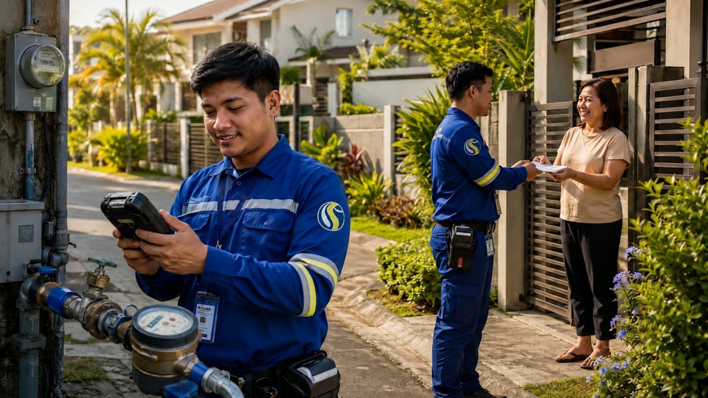 USI field technician conducting meter reading and spot billing for an electric cooperative in the Philippines